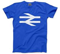 British Rail Logo Football Matchday Crew T-Shirt Footie Firm Trainspotter Rail Enthusiast - Mens Unisex T-Shirt - S Blue Beige