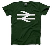 British Rail Logo Football Matchday Crew T-Shirt Footie Firm Trainspotter Rail Enthusiast - Mens Unisex T-Shirt - XS Bottle Green