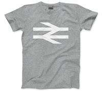 British Rail Logo Football Matchday Crew T-Shirt Footie Firm Trainspotter Rail Enthusiast - Mens Unisex T-Shirt - M Grey