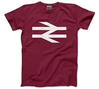 British Rail Logo Football Matchday Crew T-Shirt Footie Firm Trainspotter Rail Enthusiast - Mens Unisex T-Shirt - L Maroon