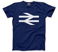 British Rail Logo Football Matchday Crew T-Shirt Footie Firm Trainspotter Rail Enthusiast - Mens Unisex T-Shirt - L Navy