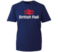 British Rail Logo T-Shirt, Famous Best Rail System Network Puplic Transport Company Shirt, Gift Unisex Tee Top (Navy, XL Years)