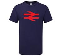 British Rail T Shirt as worn by Damon Albarn. Navy Tee with Red logo Retro Train
