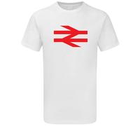 British Rail T Shirt as worn by Damon Albarn. Navy Tee with Red logo Retro Train