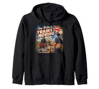 British Railway Enthusiast Vintage Steam Train Trainspotter Zip Hoodie