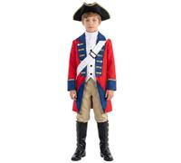 British Red Coat soldier uniform for boys, American Revolutionary War era, including set.