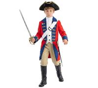 British Red Coat soldier uniform for boys, American Revolutionary War era, including set