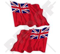 British RED Ensign Merchant Waving Flag Britain UK 3" (75mm) Vinyl Bumper Stickers, Decals x2