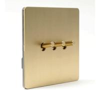 British Retro Industrial Style Matte Gold Wall lamp Switch Square 86 Concealed Brushed Panel 1-4 Sets of Dual Control switches (Three Open Dual Control)