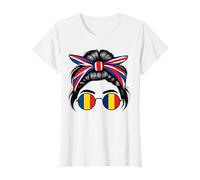 British Romanian Girl UK Headband Romania Flag Sunglasses T-Shirt