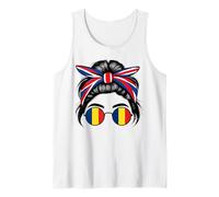 British Romanian Girl UK Headband Romania Flag Sunglasses Tank Top