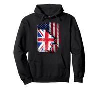 British ROOTS | Half American Flag Patrioitc |United Kingdom Pullover Hoodie