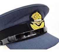 British Royal Air Force RAF Officers Peak Cap with Badge Kings Crown WW2 Repro (UK, Numeric, 7 3/8, Navy Blue)