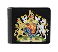 British Royal Coat of Arms England Queen Funny Wallet for Men RFID Blocking Bifold Wallet Soft Billfold with Card Slots Custom Gifts
