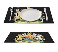 British Royal Coat of Arms England Queen PVC Placemats Set Funny Place Mat Decorative for Table Dinning Wedding Party Home Restaurant 4 PCS