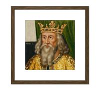 British School Henry I King Portrait 8X8 Inch Square Wooden Framed Wall Art Print Picture with Mount Artery8 Brown One Size