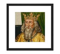 British School Henry I King Portrait 8X8 Inch Square Wooden Framed Wall Art Print Picture with Mount Artery8 Black One Size
