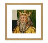 British School Henry I King Portrait 8X8 Inch Square Wooden Framed Wall Art Print Picture with Mount Artery8 Light Oak One Size