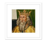 British School Henry I King Portrait 8X8 Inch Square Wooden Framed Wall Art Print Picture with Mount Artery8 White One Size