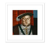 British School Henry VIII King Portrait 8X8 Inch Square Wooden Framed Wall Art Print Picture with Mount Artery8 White One Size
