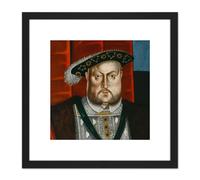 British School Henry VIII King Portrait 8X8 Inch Square Wooden Framed Wall Art Print Picture with Mount Artery8 Black One Size