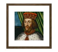 British School King John Portrait 8X8 Inch Square Wooden Framed Wall Art Print Picture with Mount Artery8 Brown One Size