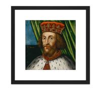 British School King John Portrait 8X8 Inch Square Wooden Framed Wall Art Print Picture with Mount Artery8 Black One Size