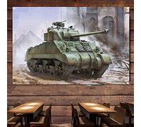 British Sherman VC Firefly - WW II Heavy Tank Armored Weaponry Poster Wall Chart - War Art Flag Wall Decor Banner - Best Gifts for Military Lovers