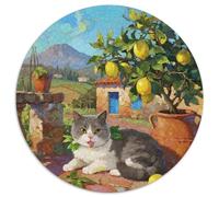 British Shorthair 1000 Piece Round Jigsaw Puzzles Creative Pet Cat Seeking A Challenging And Relaxing Activity Games for Adults And Kids 1000pcs (67.5x67.5cm)