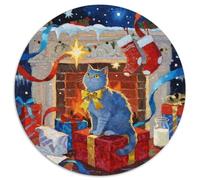 British Shorthair 1000 Piece Round Jigsaw Puzzles Creative Pet Cat Seeking A Challenging And Relaxing Activity Games for Adults And Kids 1000pcs (67.5x67.5cm)