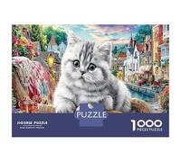 British Shorthair 1000Pieces JigsawPuzzleCat Basket ForAdults Colourful LargePiecePuzzles Age12+byth ThemeFlowersandBirds Fun, Challenging 52x38cm/1000pcs