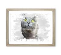 British Shorthair Cat 3 V3 Modern Framed Print | A2 Oak Framed Wall Art | Ready to Hang | Modern Flag Picture | Living Room Bedroom Lounge Office
