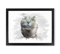 British Shorthair Cat 3 V3 Modern Framed Print | A3 Black Framed Wall Art | Ready to Hang | Modern Flag Picture | Living Room Bedroom Lounge Office