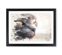 British Shorthair Cat 5 Modern FC Framed Print | A3 Black Framed Wall Art | Ready to Hang | Modern Flag Picture | Living Room Bedroom Lounge Office
