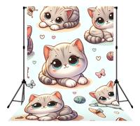 British-Shorthair-Cat 5x7ft Photography Backdrop, Photo Background With Rod Pocket, Foldable Studio Backdrop For Birthday, Wedding, Party Decoration