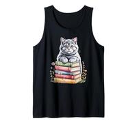 British Shorthair Cat Bookworm Flowers Book Reading Books Tank Top