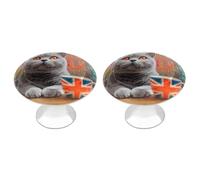 British Shorthair Cat Cabinet Knob Drawer Pulls 2 Pack