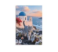British Shorthair Cat Canvas Wall Art Church Print On Canvas Modern Artwork for Living Room Home Office Decoration Gift 20x30inch(50x75cm)