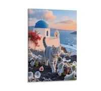 British Shorthair Cat Canvas Wall Art Church Print On Canvas Modern Artwork for Living Room Home Office Home Decor Gift 08x12inch(20x30cm)