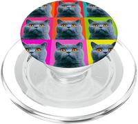 British Shorthair Cat Color Block Pop Art Design PopSockets PopGrip for MagSafe