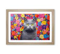 British Shorthair Cat Colour Field Framed Print | A2 Oak Framed Wall Art | Ready to Hang | Modern Flag Picture | Living Room Bedroom Lounge Office