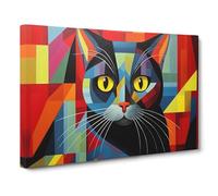 British Shorthair Cat Constructivism Canvas Print | Gallery Wrapped 30mm Frame Wall Art | 30x20 inches | Ready to Hang | Modern Animals Picture | Living Room Bedroom Lounge Office