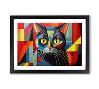 British Shorthair Cat Constructivism Framed Wall Art Print, Ready to Hang Picture for Living Room Bedroom Home Office, Black A2 (66 x 48 cm)
