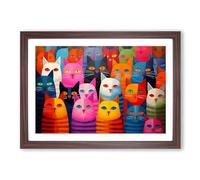 British Shorthair Cat Dadaism No.2 Framed Print | A2 Walnut Framed Wall Art | Ready to Hang | Modern Flag Picture | Living Room Bedroom Lounge Office