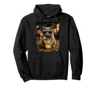 British Shorthair Cat Drinking Ice Coffee Funny Animal Pullover Hoodie