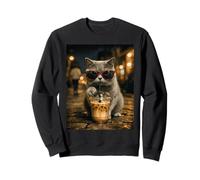 British Shorthair Cat Drinking Ice Coffee Funny Animal Sweatshirt