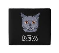 British Shorthair Cat Face Classic Mens Wallet Slim Leather Card Holder Bifold Wallets Front Pocket