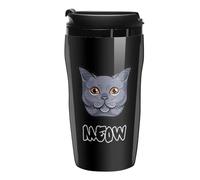 British Shorthair Cat Face Coffee Cup Travel Mug with Leakproof Lid Double Wall Tumbler Water Bottle 250ml