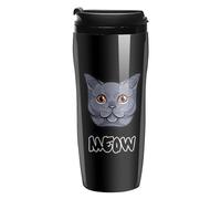 British Shorthair Cat Face Coffee Cup Travel Mug with Leakproof Lid Double Wall Tumbler Water Bottle 350ml
