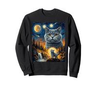 British ShortHair Cat Howling to The Moon Sweatshirt